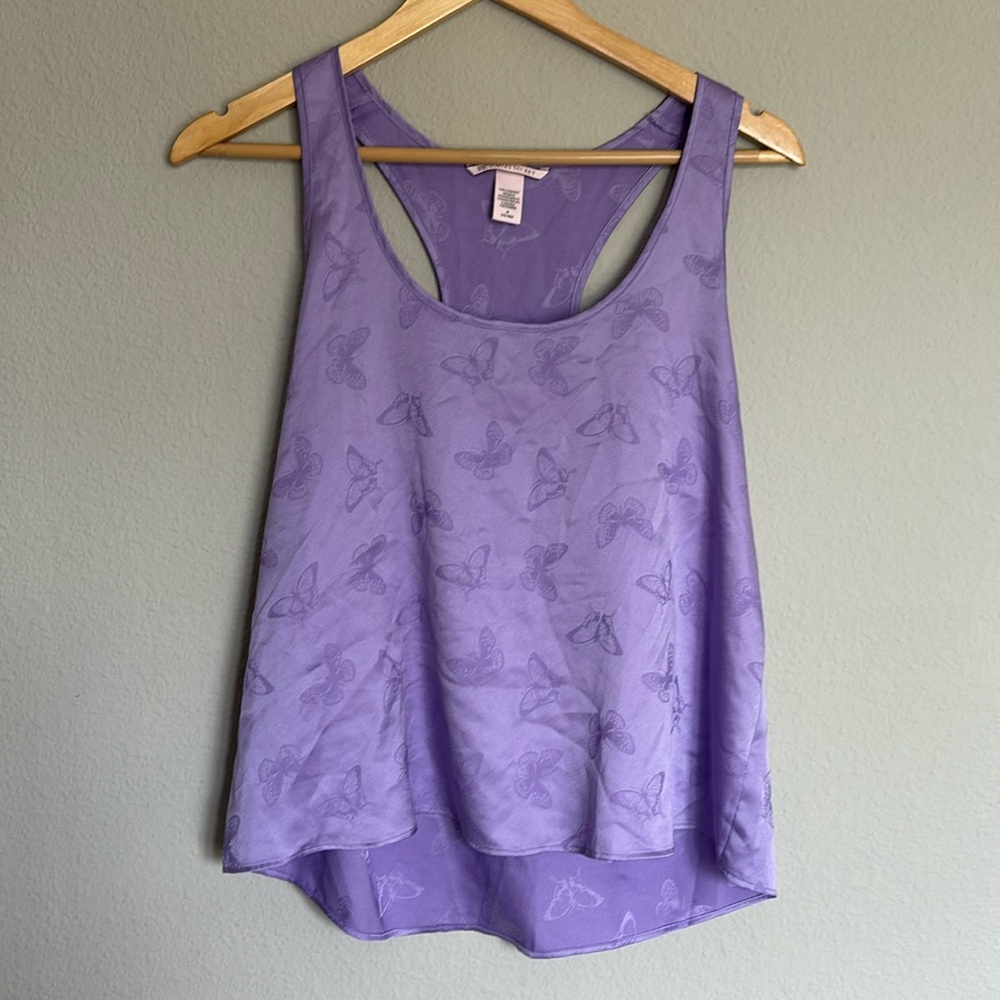 Victoria Secret Purple Satin Medium Butterfly Tank Top